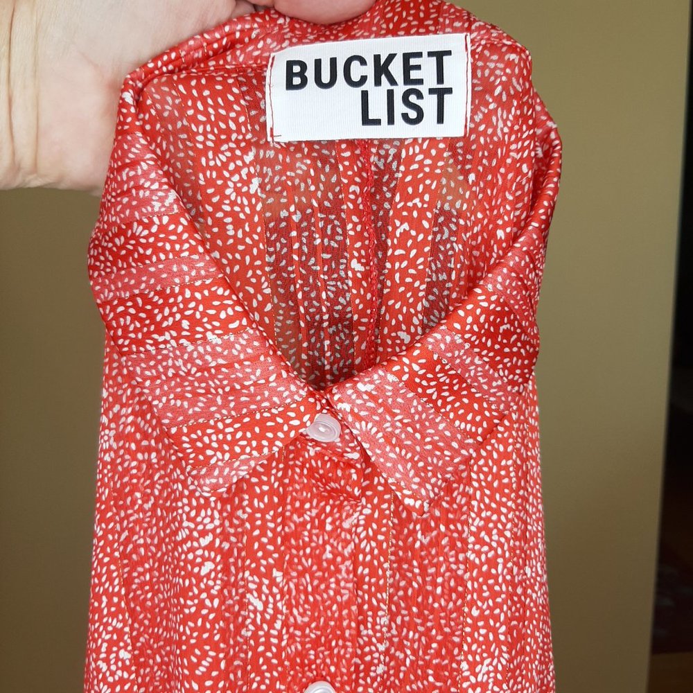 Bucket List Lightweight Button Down Batwing Blouse - image 8